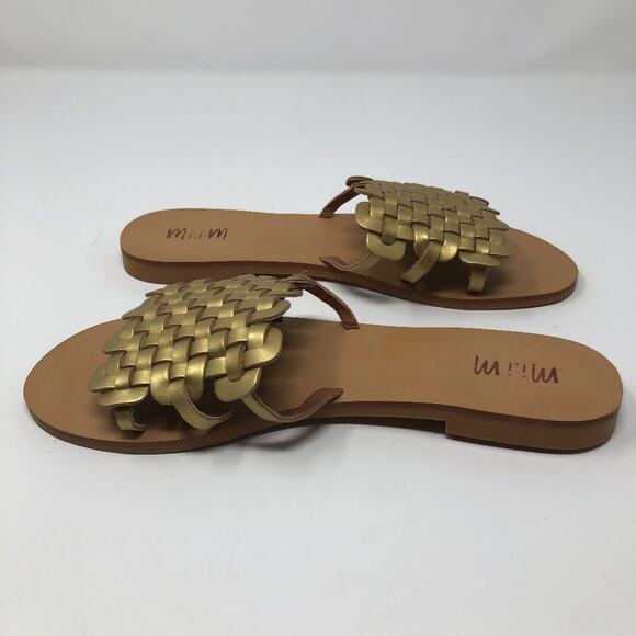 Mi.iM Cross-Hatch Golden Slip On Sandals Size 8 Slides Party Night Out Summer - Picture 8 of 10